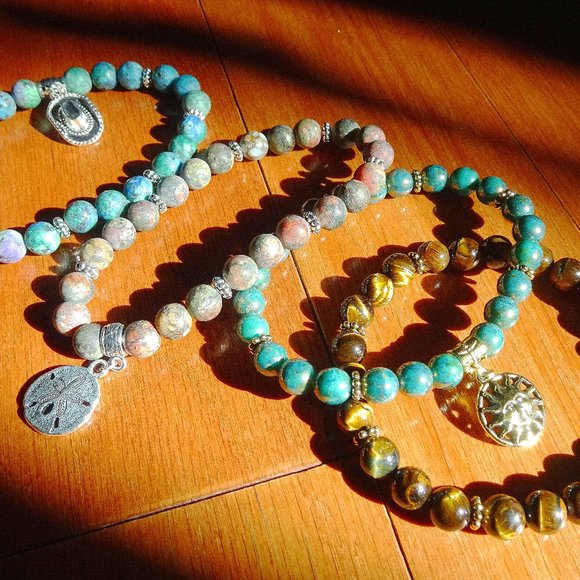 Men's stretch bracelets, double-strung, made-to-order by Carole With an E! - Picture 1 of 9